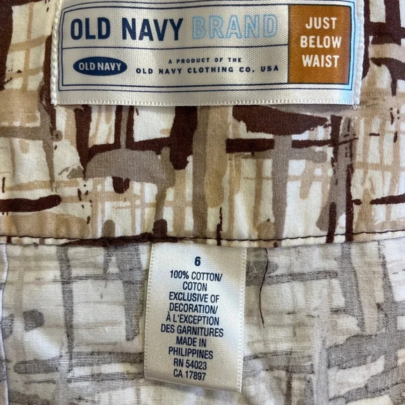 Old Navy Brown Print Just Below Waist Skirt Size 6 - Picture 4 of 5